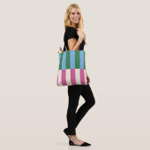 Farbenfrohe vertikale Streifenmuster Tasche (Am Model)