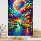 Farbenfrohe verzauberte Flusslandschaft Poster (Küche)