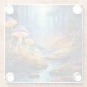 Farbenfrohe verzauberte Forest Fantasy Lumineszenz Glasuntersetzer (Rückseite)