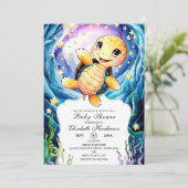 Farbenfrohe, verzauberte Ocean Turtle Baby Dusche Einladung (Stehend Vorderseite)