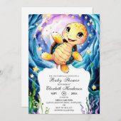 Farbenfrohe, verzauberte Ocean Turtle Baby Dusche Einladung (Vorne/Hinten)