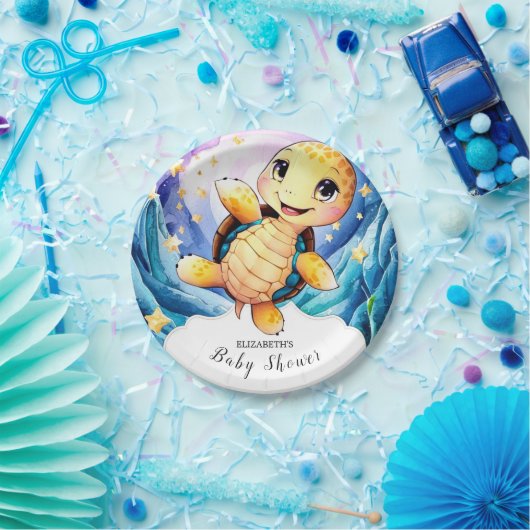 Farbenfrohe, verzauberte Ocean Turtle Baby Dusche Pappteller (Party)