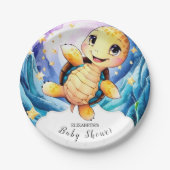 Farbenfrohe, verzauberte Ocean Turtle Baby Dusche Pappteller (Vorderseite)