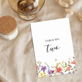 Farbenfrohe verzauberte Wilde Blume Hochzeit Tischnummer