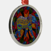 Farbenfrohe Verzierte Elefant und Mandala Ornament Aus Metall (Rechts)