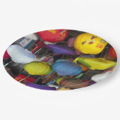 Farbenfrohe vietnamesische Hängeleuchten  Pappteller (Schrägansicht)