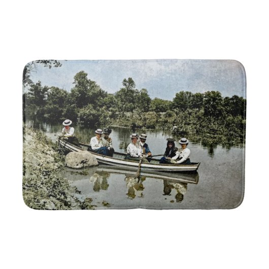 Farbenfrohe Viktorianische Ära Sommerbootspass Kun Badematte (Vorderseite)