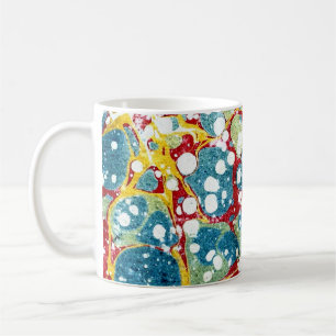 Farbenfrohe viktorianische Marmorpapierabdeckung Kaffeetasse