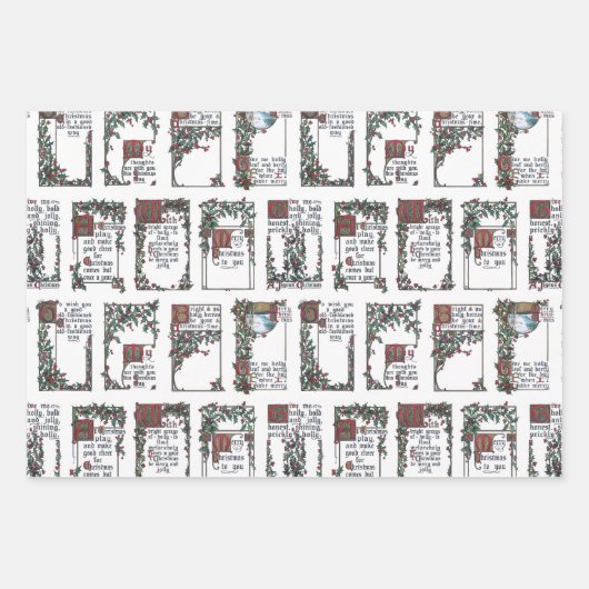 Farbenfrohe Viktorianische Weihnachtskarten-Collag Geschenkpapier Set (Vorderseite 3)