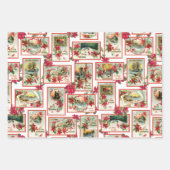 Farbenfrohe Viktorianische Weihnachtskarten-Collag Geschenkpapier Set (Vorderseite 2)