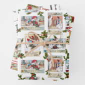 Farbenfrohe Viktorianische Weihnachtskarten-Collag Geschenkpapier Set (Beispiel)
