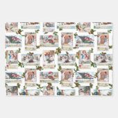 Farbenfrohe Viktorianische Weihnachtskarten-Collag Geschenkpapier Set (Vorderseite)