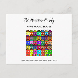 Farbenfrohe Village Moving House Real Anwesen Postkarte