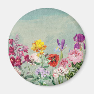 Farbenfrohe Vintag blühende Wildblumen Magnet