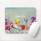 Farbenfrohe Vintag blühende Wildblumen Mousepad (Mit Mouse)