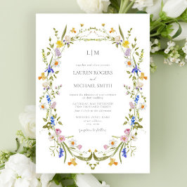 Farbenfrohe Vintag Garden Monogram Wedding Einladung