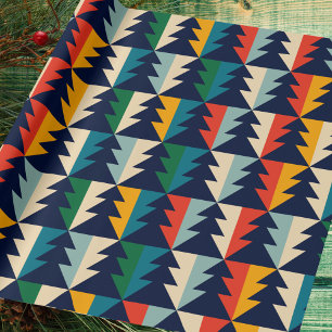Farbenfrohe Vintage-Abstrakte-Wald-Bäume-Weihnacht Geschenkpapier