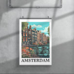 Farbenfrohe Vintage Amsterdam Niederlande Canal Vi Poster<br><div class="desc">Atemberaubendes Amsterdam Niederlande personalisierbares Poster mit den berühmten Kanälen der niederländischen Hauptstadt Amsterdam,  Holland. Dieses Produkt ist eine tolle Reise-Andenken und Geschenkidee für jeden Touristen und Besucher des europäischen Reiseziels. Machen Sie es sich selbst und kaufen Sie jetzt.</div>
