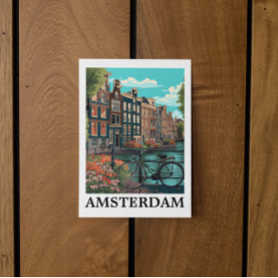 Farbenfrohe Vintage Amsterdam Niederlande Canal Vi Postkarte