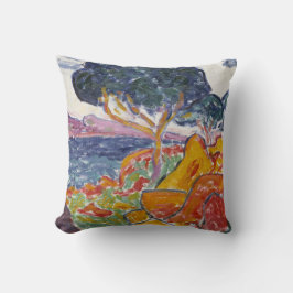 Farbenfrohe Vintage Bergwelt mit Zitat Kissen