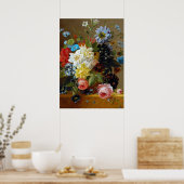 Farbenfrohe Vintage Blume Malerei Poster (Küche)