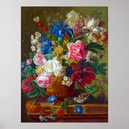 Farbenfrohe Vintage Blume Malerei Poster (Vorne)