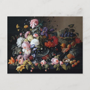 Farbenfrohe Vintage Blume Vase Art Malerei Klassis Postkarte