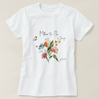 Farbenfrohe Vintage-Blumen, Babyparty für werdende T-Shirt