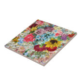 Farbenfrohe Vintage-Blumen Fliese (Seite)