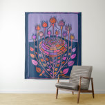 Farbenfrohe Vintage Blumen Kunst im Lila und blaue Wandteppich<br><div class="desc">Ein heller,  kühner,  lebendiger,  moderner Blumendruck in den Farben Blau,  lila und Orange. Klicken Sie einfach auf Anpassen,  um Text hinzuzufügen. Kontaktieren Sie mich mit Fragen oder Wünschen.</div>