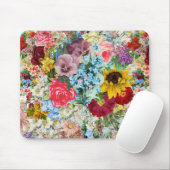 Farbenfrohe Vintage-Blumen Mousepad (Mit Mouse)