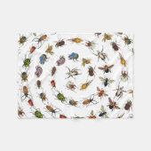 Farbenfrohe Vintage Bugs & Käfer Muster Fleecedecke (Vorderseite (Horizontal))