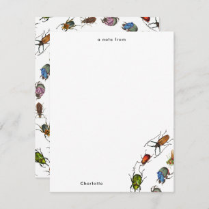 Farbenfrohe Vintage Bugs & Käfer Muster Mitteilungskarte