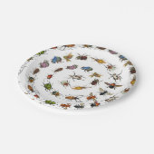 Farbenfrohe Vintage Bugs & Käfer Muster Pappteller (Schrägansicht)