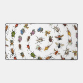 Farbenfrohe Vintage Bugs & Käfer Muster Schreibtischunterlage (Vorderseite)