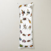 Farbenfrohe Vintage Bugs & Käfer Muster Seitenschläferkissen (Rückseite (Vertikal))