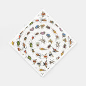 Farbenfrohe Vintage Bugs & Käfer Muster Serviette (Ecke)