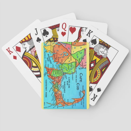 Farbenfrohe Vintage Cape Cod Map Kartenspielen Spielkarten (Rückseite)