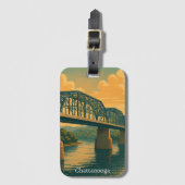 Farbenfrohe Vintage Chattanooga Gepäckanhänger (Vorderseite Vertikal)