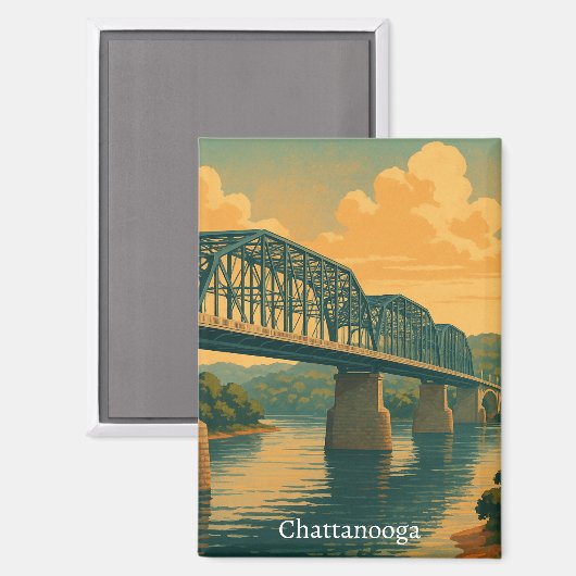 Farbenfrohe Vintage Chattanooga Magnet (Vorderseite/Rückseite)