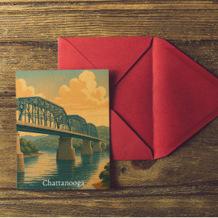 Farbenfrohe Vintage Chattanooga Postkarte