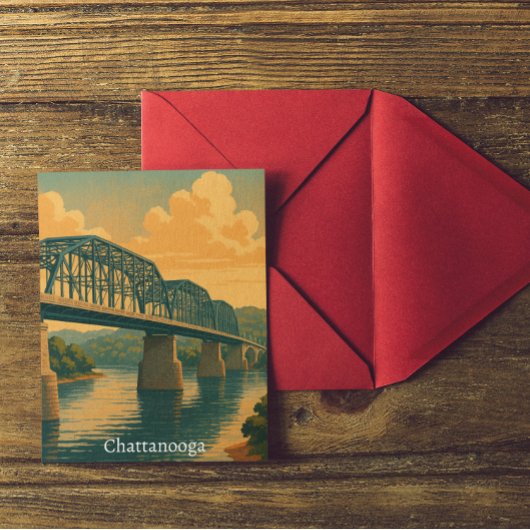 Farbenfrohe Vintage Chattanooga Postkarte