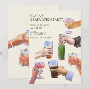 Farbenfrohe Vintage Cocktailjubiläen Graduation Pa Einladung