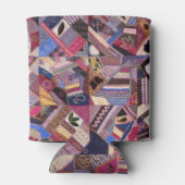 Farbenfrohe Vintage Crazy Quilt Dosenkühler (Rückseite)