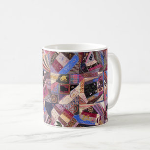 Farbenfrohe Vintage Crazy Quilt Kaffeetasse