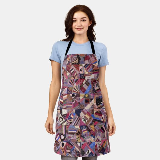 Farbenfrohe Vintage Crazy Quilt Schürze (Getragen)