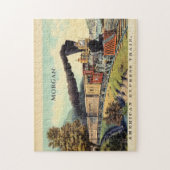 Farbenfrohe Vintage Dampfbahn Art, Name Puzzle (Vertikal)