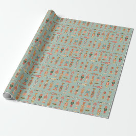 Farbenfrohe Vintage-Feiertags-Nussknacker-Geschenk Geschenkpapier