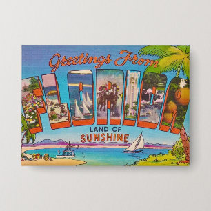Farbenfrohe Vintage Florida Grüße Button
