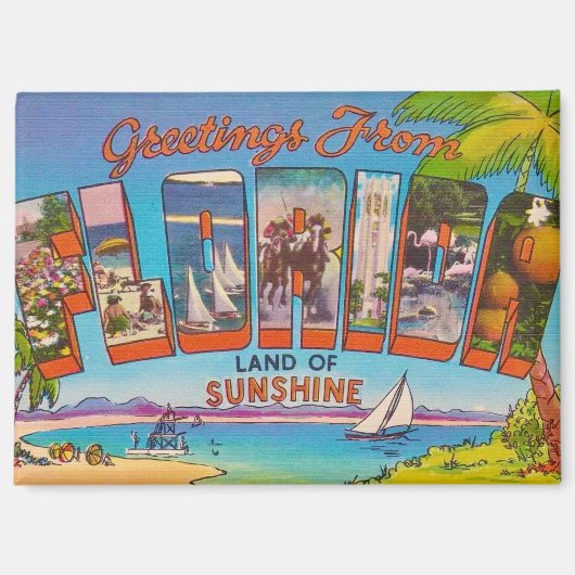 Farbenfrohe Vintage Florida Grüße Magnet (Vorderseite)